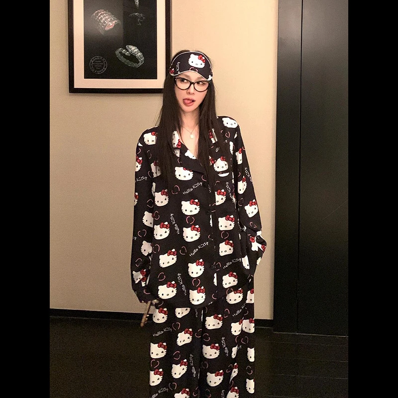 hellokitty韩系少女卡通凯蒂猫睡衣春秋高级感可外穿家居服套装