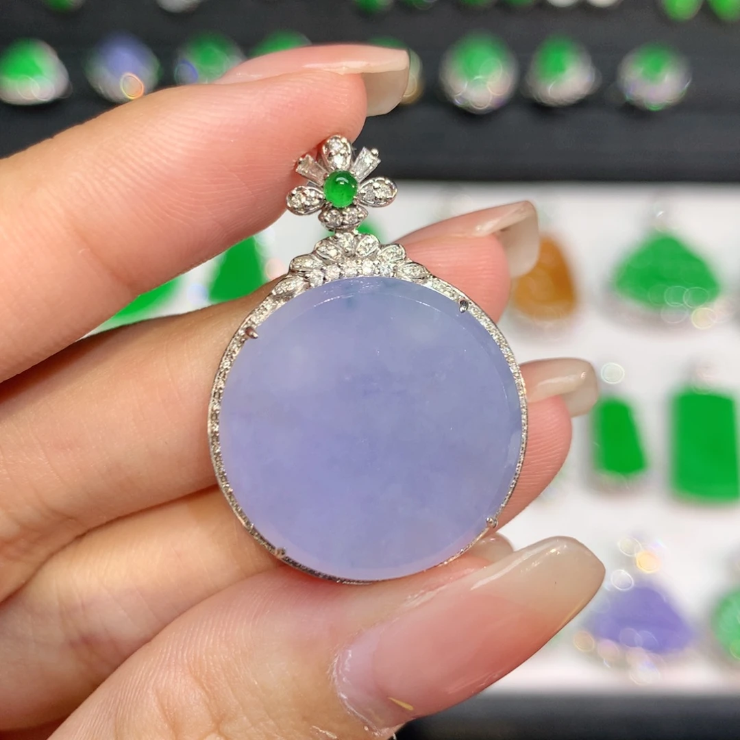 翡翠18K金镶嵌吊坠(不含链)