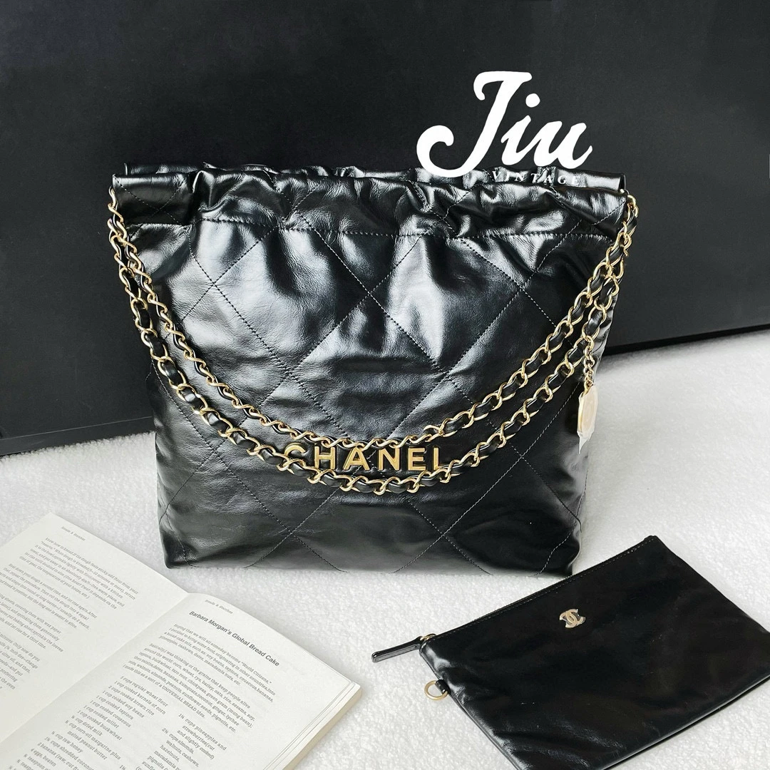 99新 Chanel/香奈儿 22bag 黑金小号24.10芯片 CG14-0103