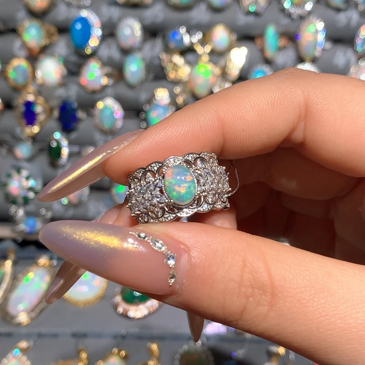 欧泊欧泊戒指t银S925镶嵌