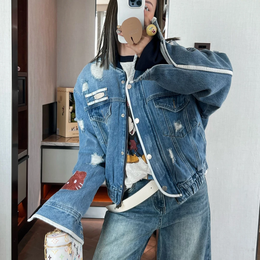 4503南油 BOHAN秀秀家Kitty猫刺绣牛仔夹克