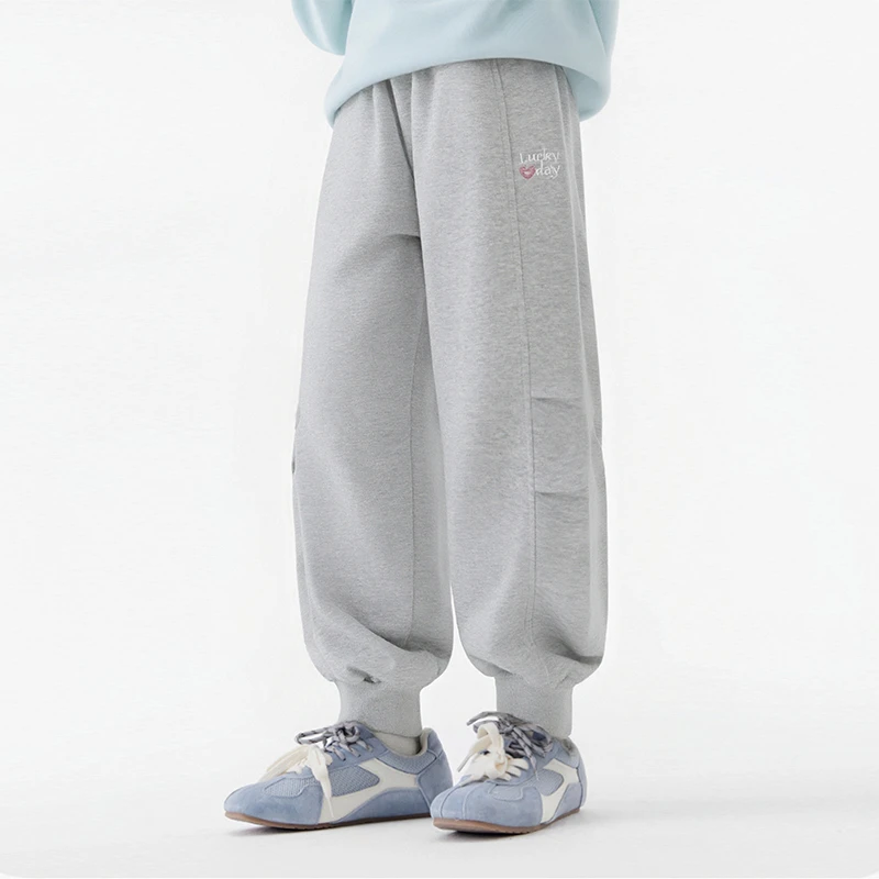 笛莎女童裤子2025秋季新款休闲百搭宽松潮流加绒儿童束脚裤运动裤