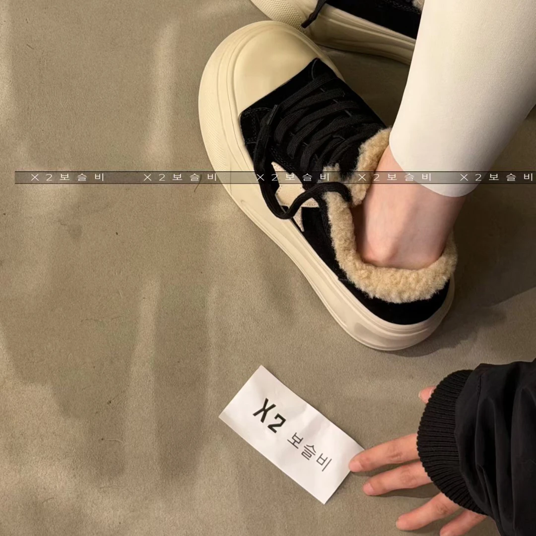 冬季新款加绒保暖百搭厚底增高休闲女鞋2325