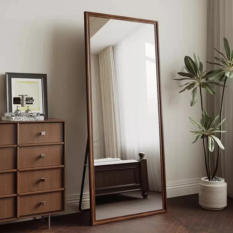 美式复古镜子全身镜落地镜家用女生卧室挂墙不变形真实试衣穿衣镜