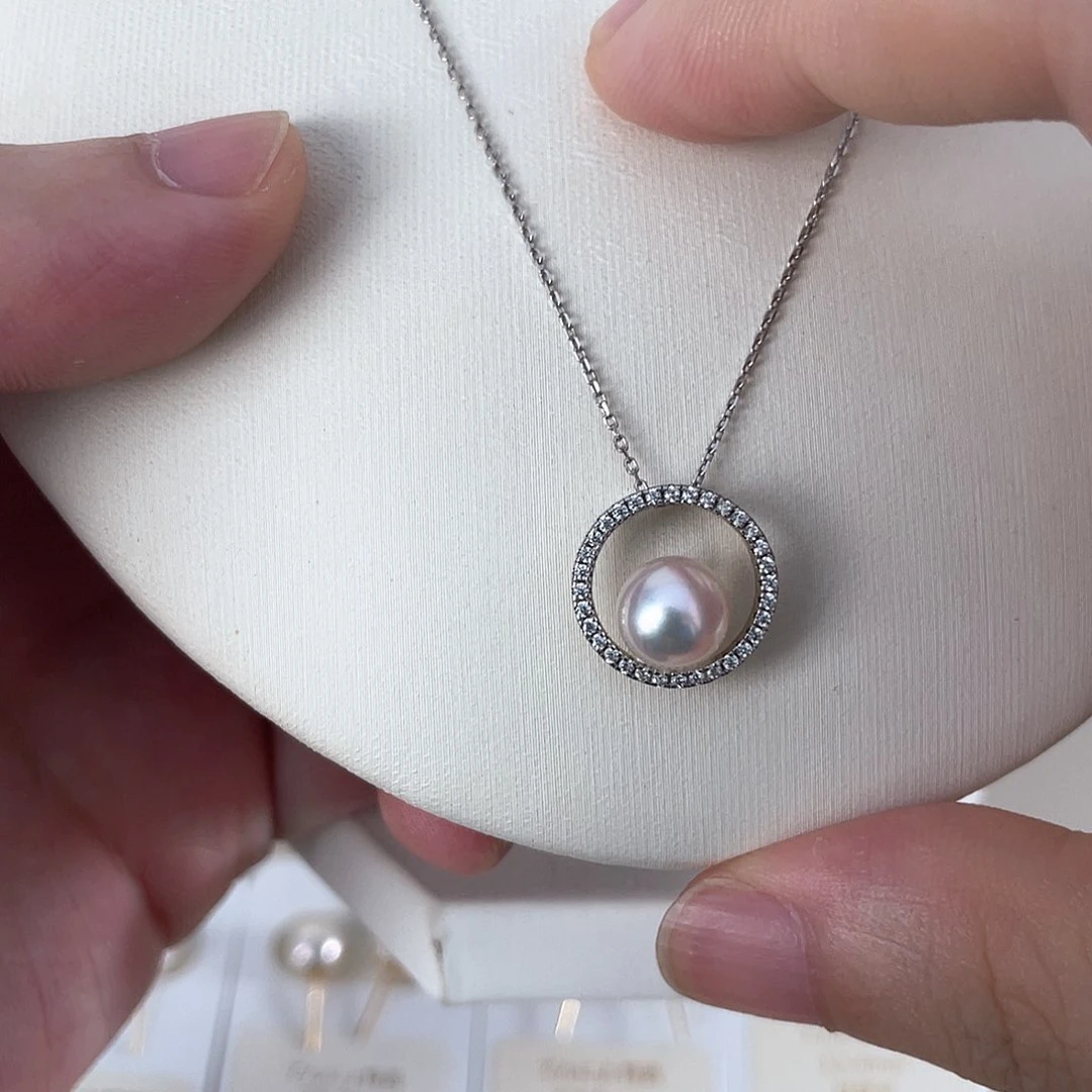 海水珍珠银S925镶嵌吊坠(赠链)7-7.5吊坠