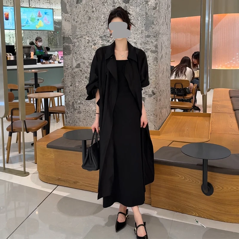 简约设计感轻薄防晒风衣女2025夏季新款松弛感罩衫宽松中长款外套