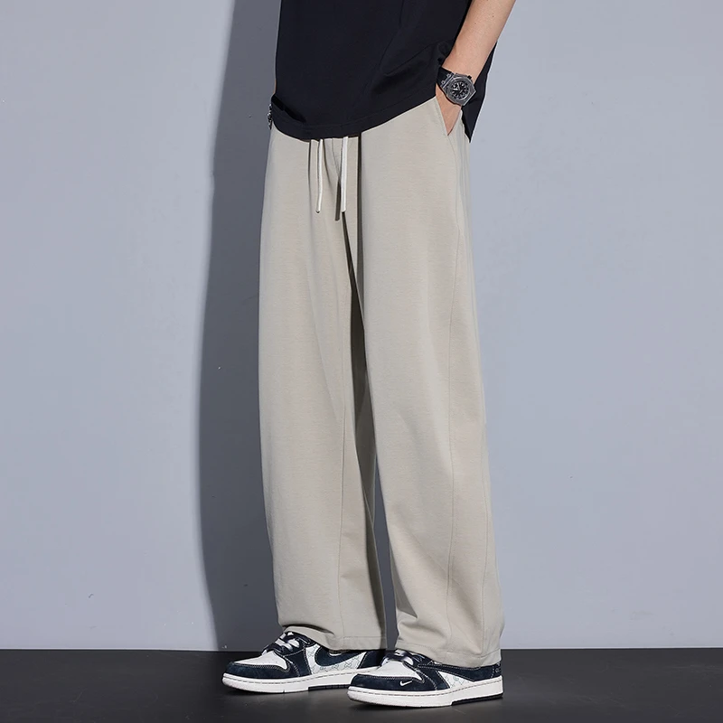 Kuvine2025夏季凉感宽松弯刀高街潮牌百搭舒适大码简约休闲裤男款