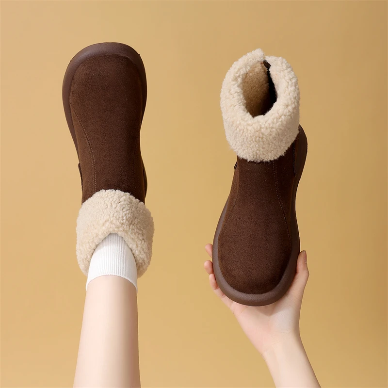 复古中筒雪地靴女2025年冬季新款时尚休闲平底软底防滑东北大棉鞋