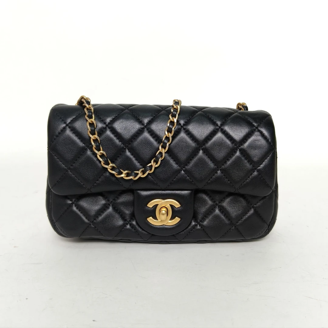 95新 Chanel/香奈儿 【娇】CF 口盖包 20黑色 皮革S 芯片 028444