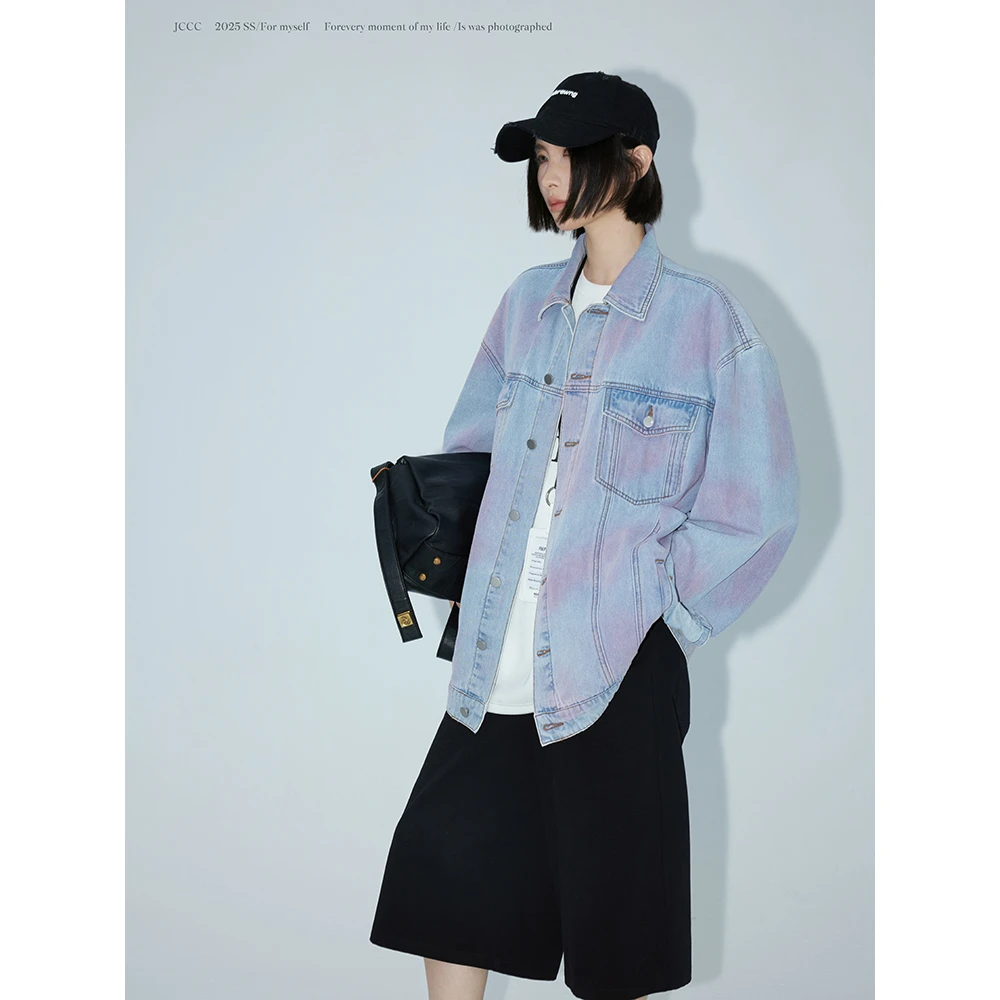JCCC影子【微醺】浅牛仔蓝复古宽松翻领夹克外套JE5ANZ10-NW