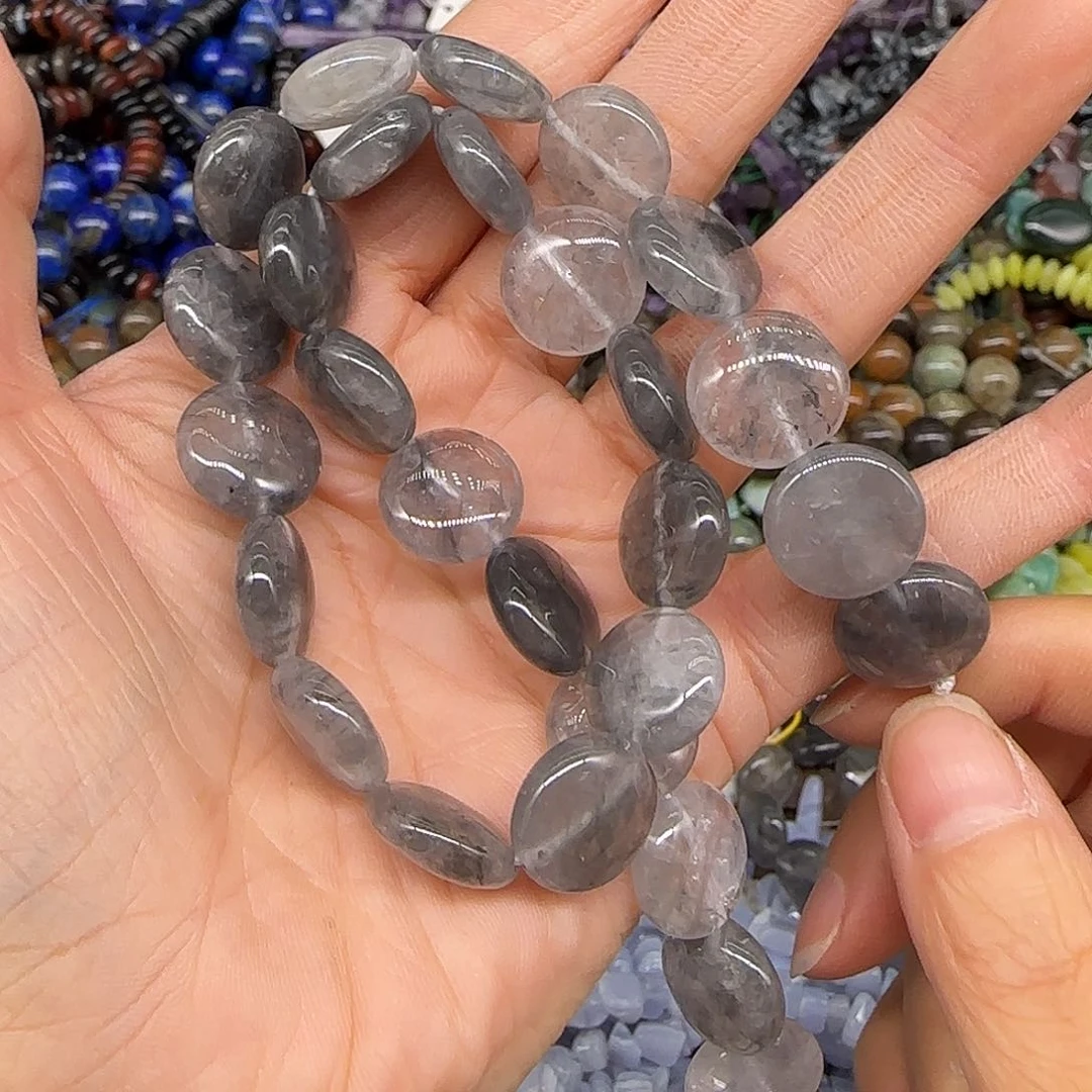玛瑙/玉髓合金珠宝半成品云水晶14mm一条