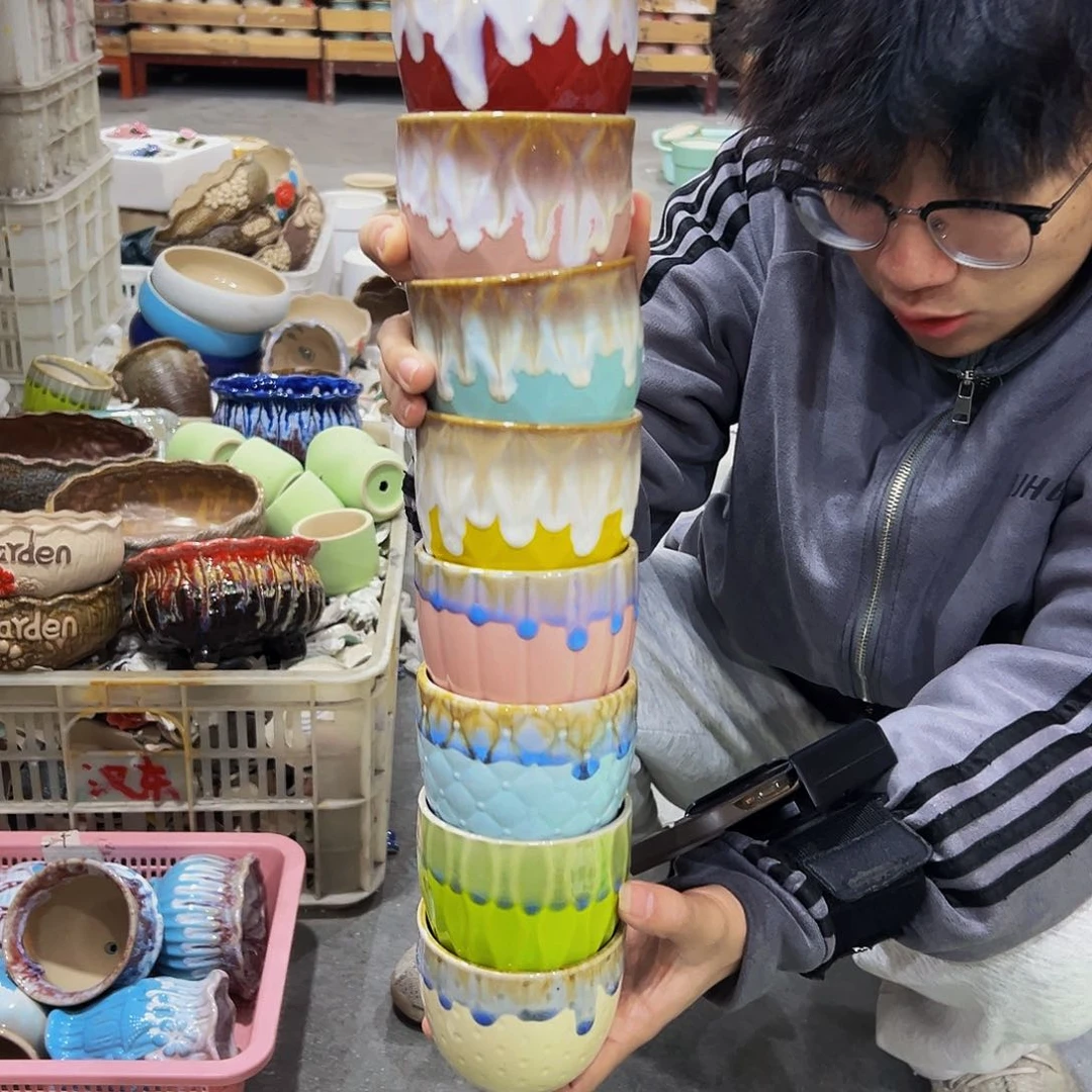 陶瓷口径9高度8发8个多肉花盆