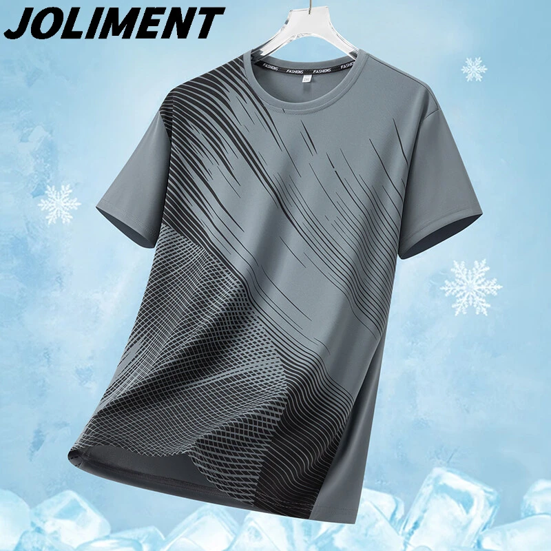 JOLIMENT冰丝速干渐变T恤短袖男夏季户外跑步透气男健身运动上衣