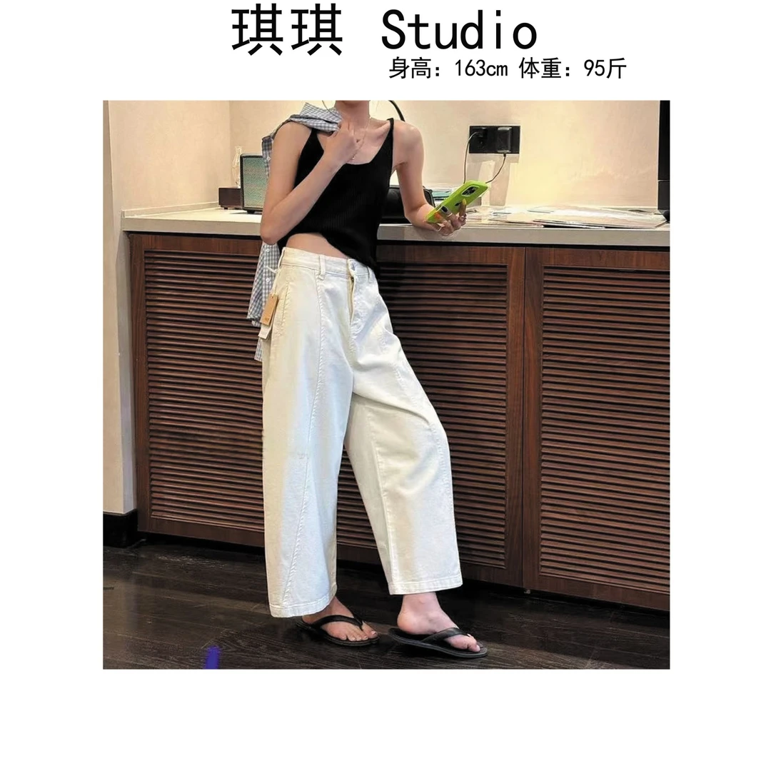 《琪琪家》夏季新款潮流气质时尚工艺压线设计八分牛仔裤2992-CS