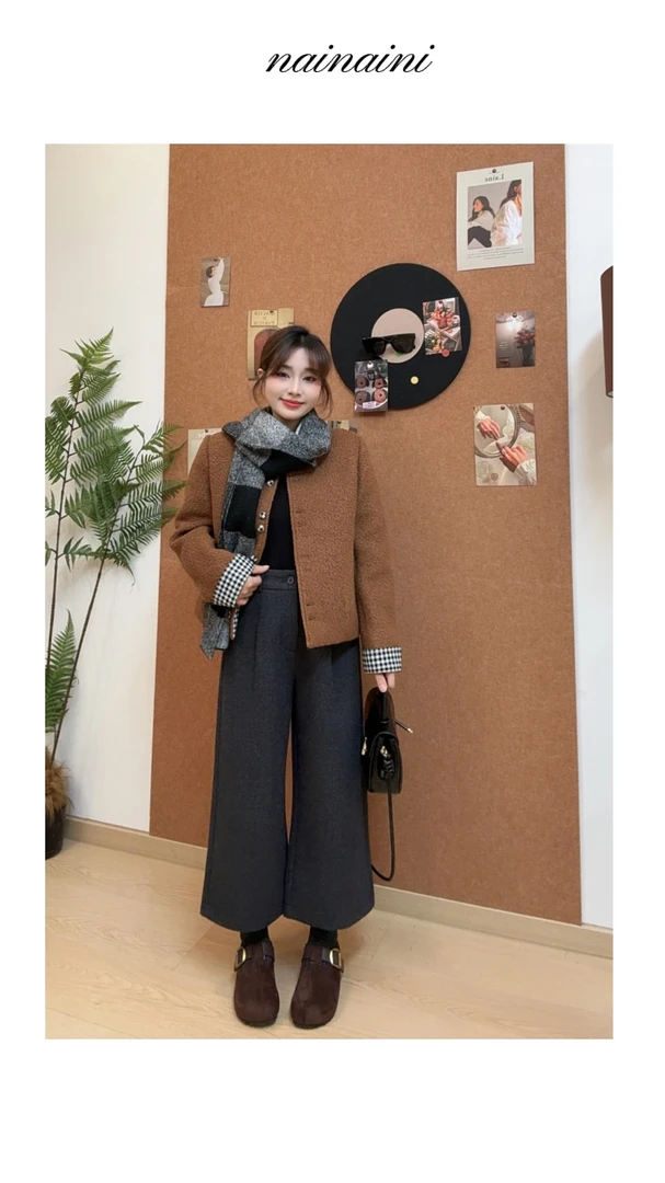 奈奈妮【松弛漫步】妮子八分直筒裤2025秋冬款小个子女时尚百搭5235