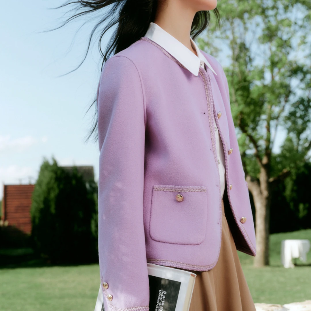 冬季气质香风短款呢外套女法式优雅圆领通勤小个子上衣