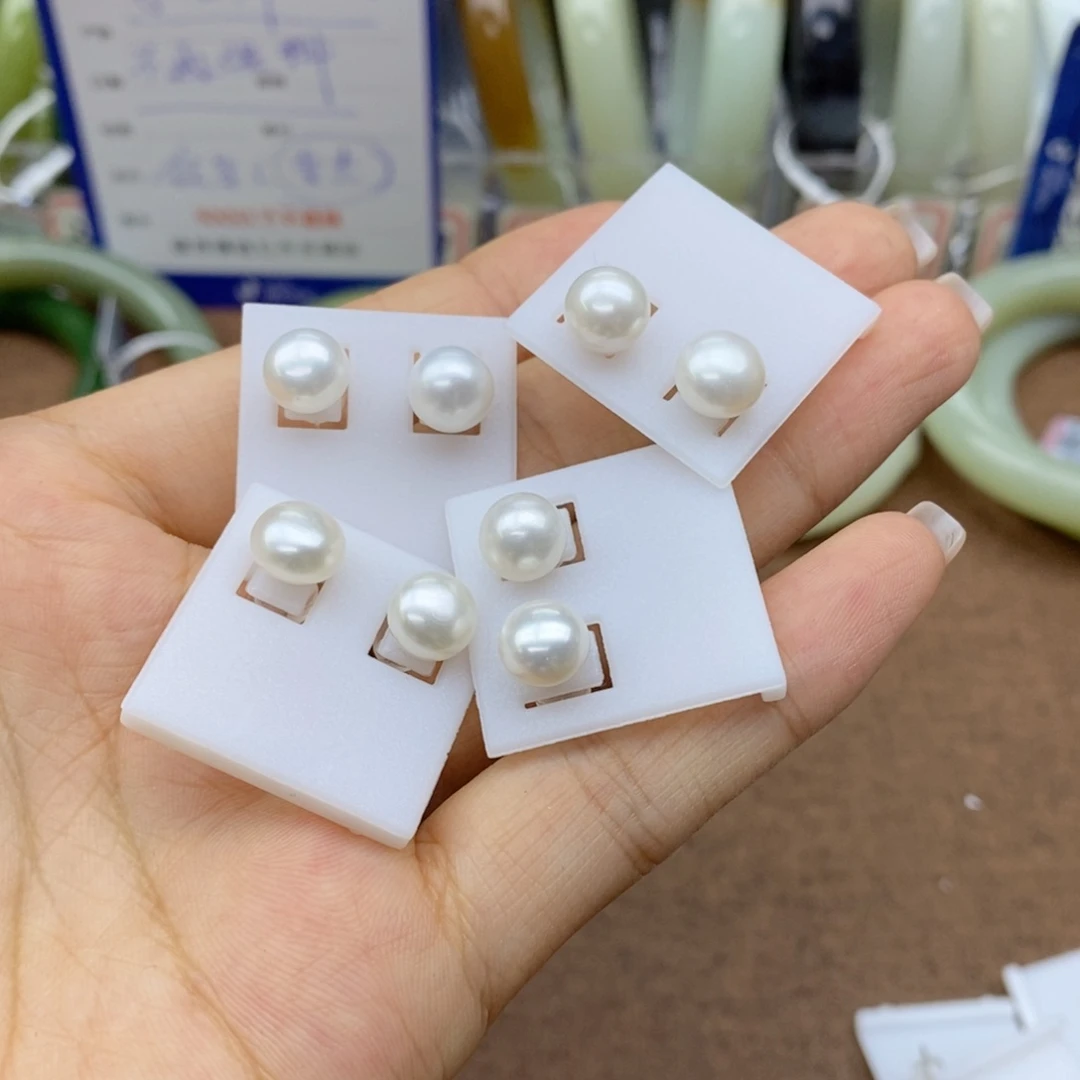 和田玉银S925镶嵌耳钉