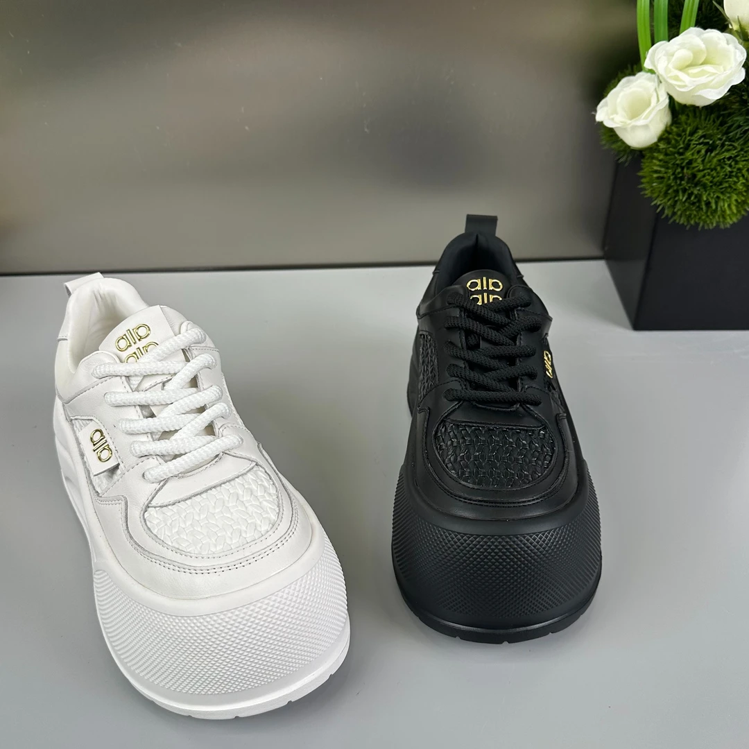 太极！真皮小个子厚底增高轻便女秋新款系带大头板鞋休闲鞋7851-53