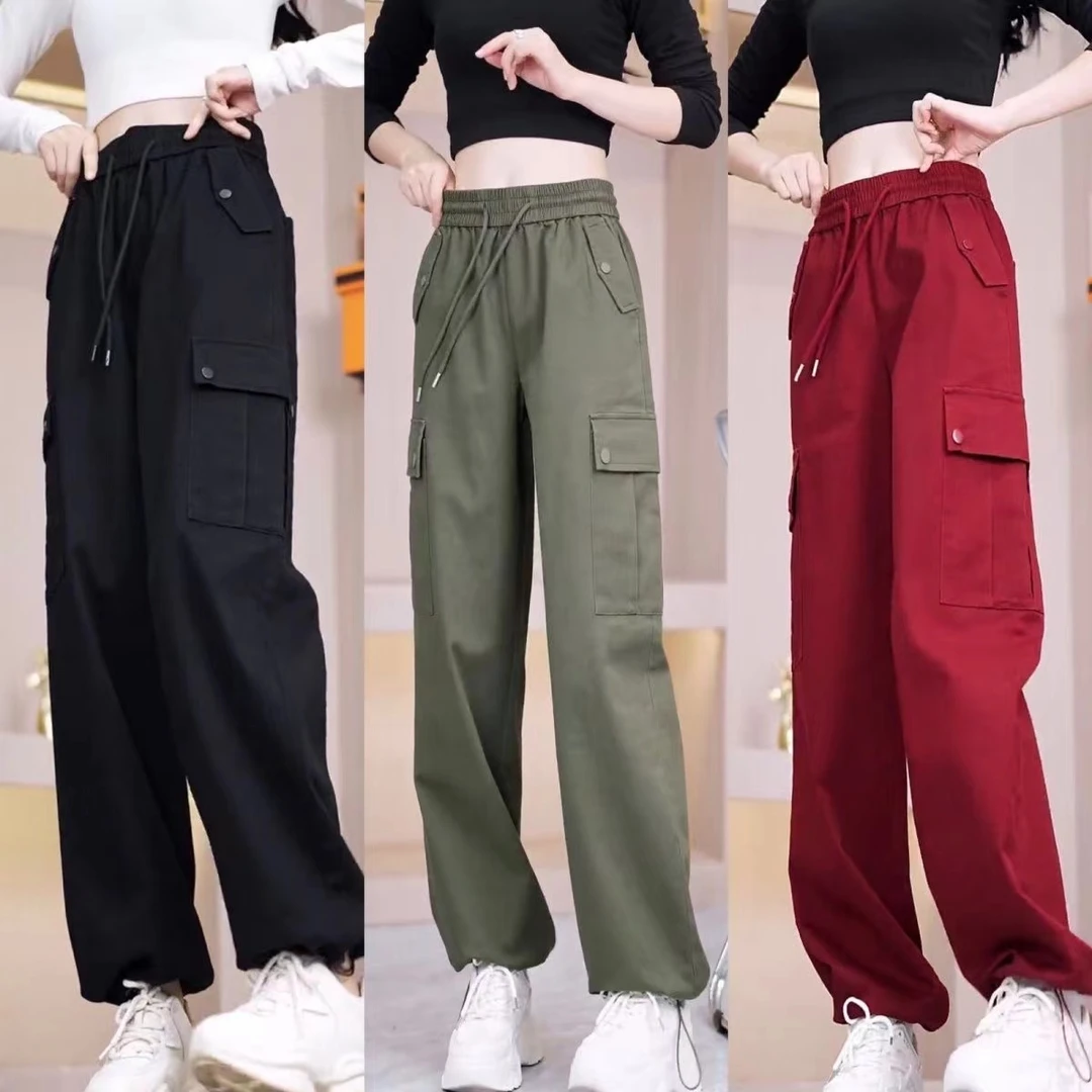 美式大码工装裤女春夏季2025新款高腰宽松显瘦时尚休闲阔腿运动裤