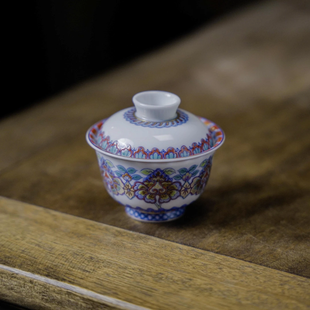 冉月斗彩石榴花盖碗（冉月0042）