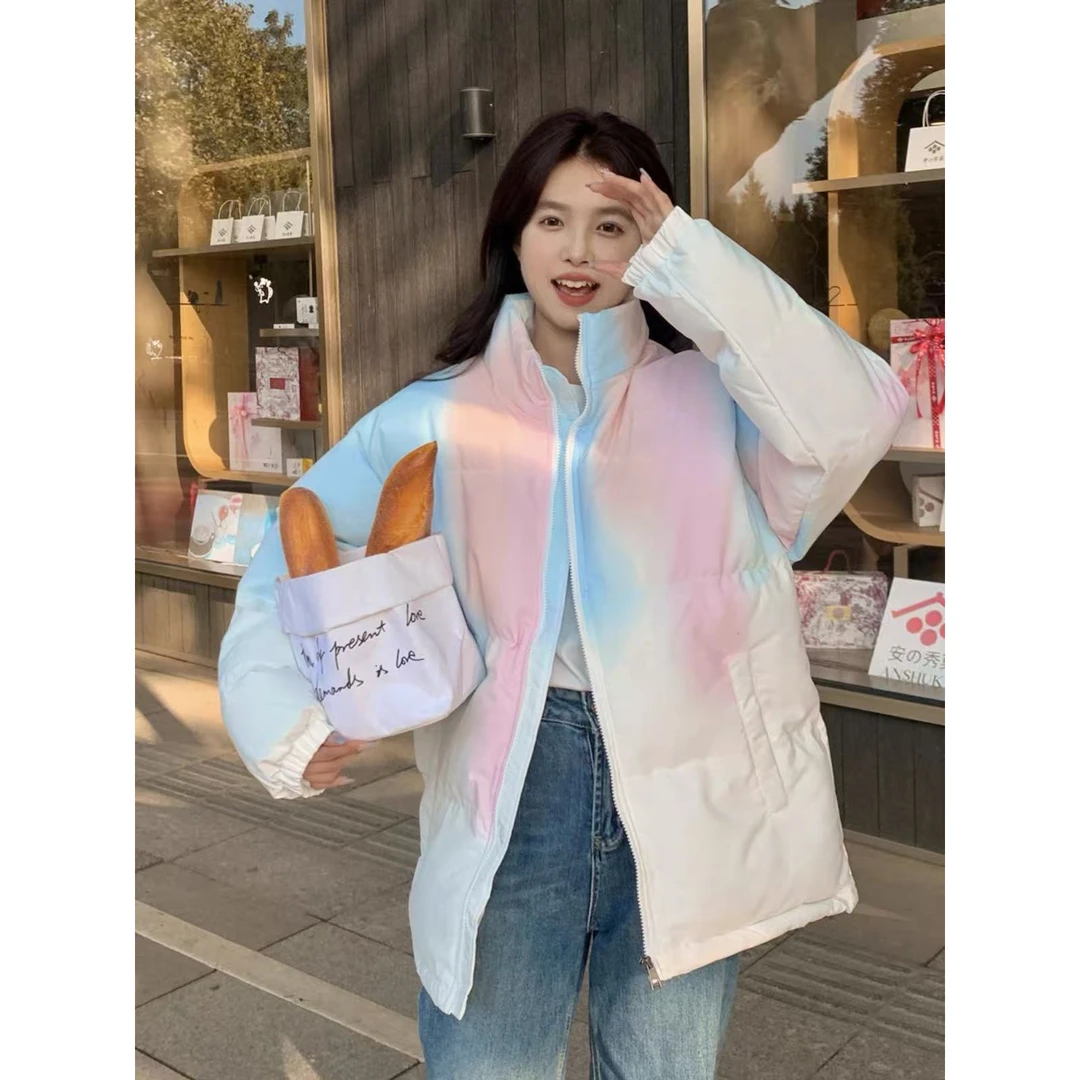 0381 M渐变棉衣冬季女新款韩系设计感宽松棉服外套8225