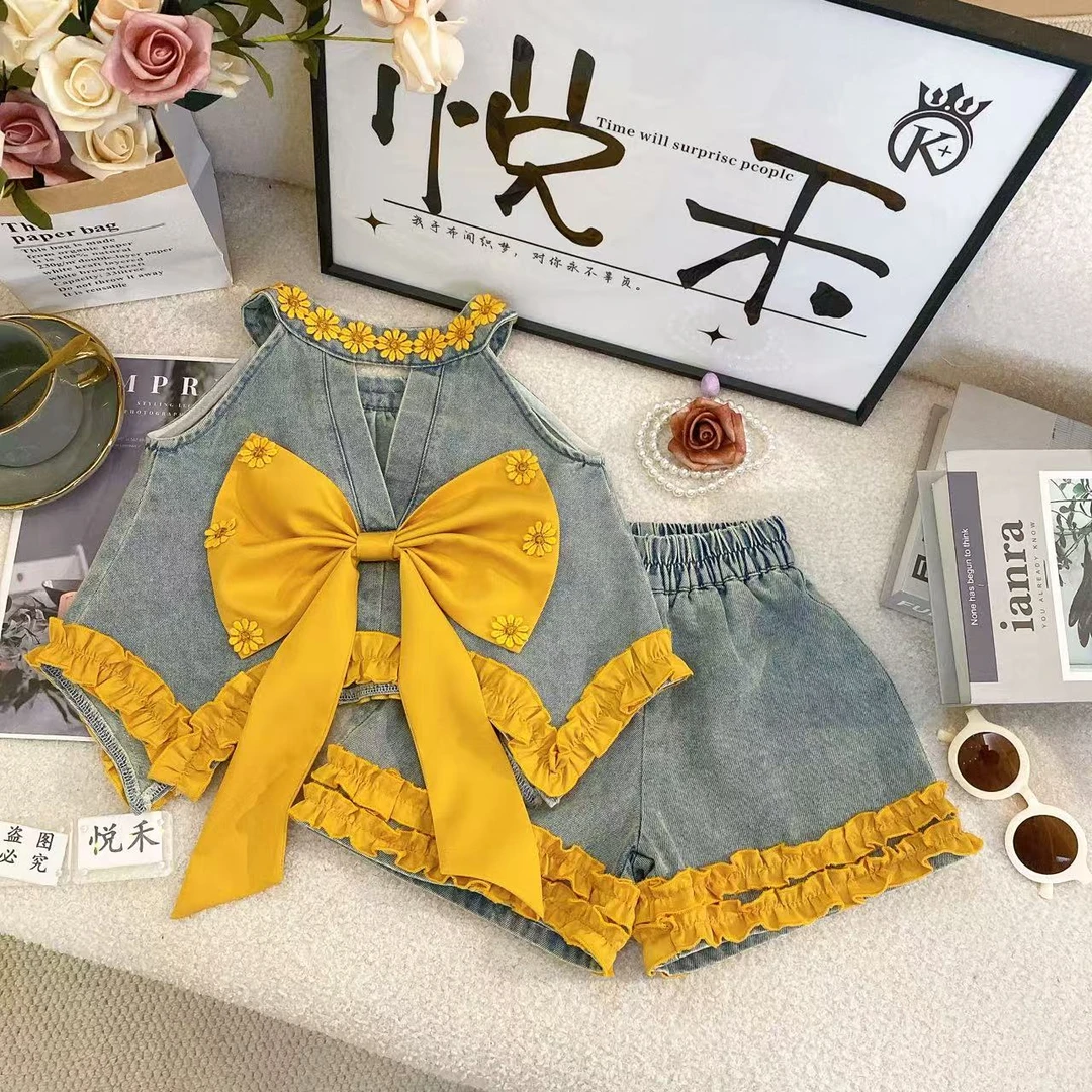 SD女童夏款套装时尚甜美新款女宝休闲洋气无袖儿童套装80691