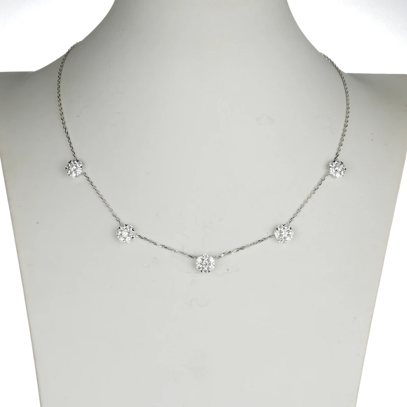 吊坠925银合成锆石 白色满钻太阳花百搭项链