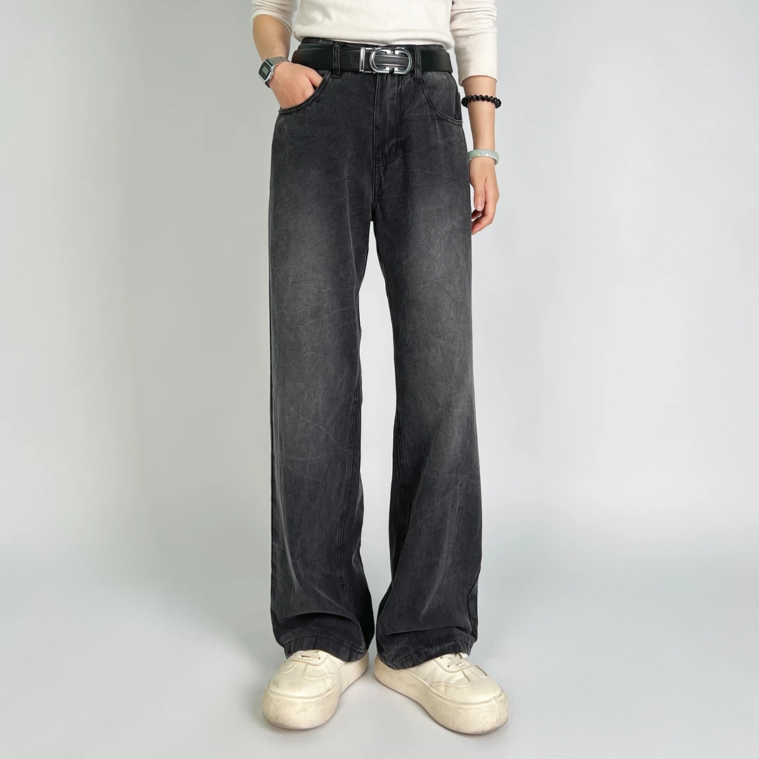 【MadeStyle】Cleanfit春款黑色休闲美式复古直筒牛仔裤水洗0071H