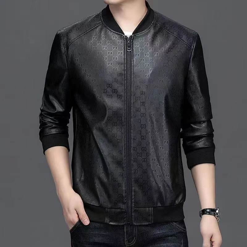 春季新款男士GD纹棒球服皮夹克77