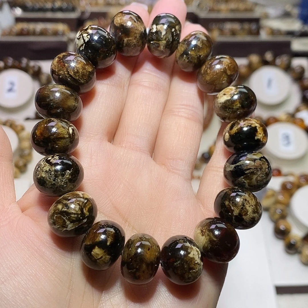 无***语琥珀未镶嵌裸石熊猫花15+