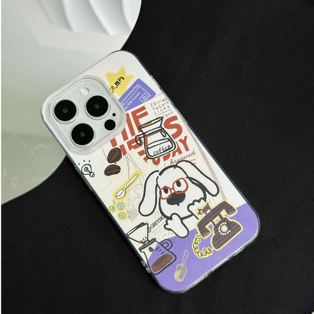 IMD奶油壳适用iphone16pro手机壳可爱卡通咖啡小狗高级感手机壳