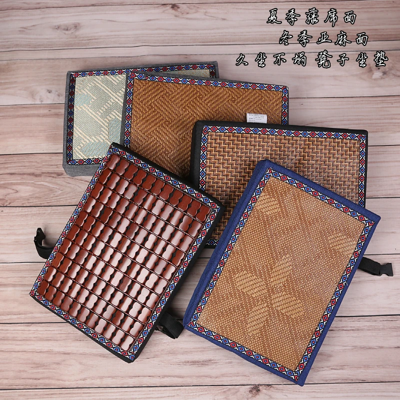 学生凳子坐垫工厂服装厂板凳垫夏季竹垫久坐透气冰凉藤席乳胶座垫