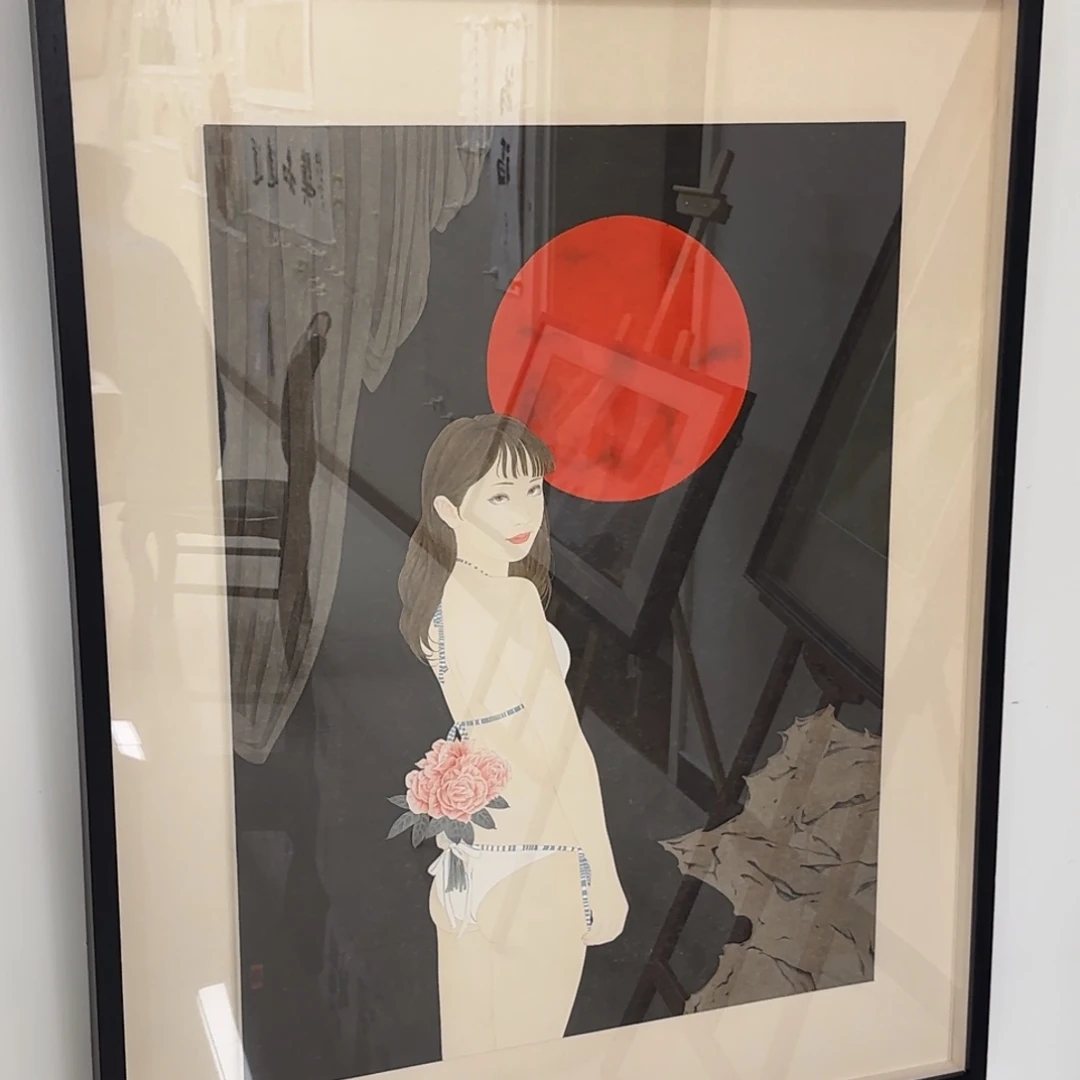 雨***巷国画李嘉儒 新工笔人物 红月亮系列