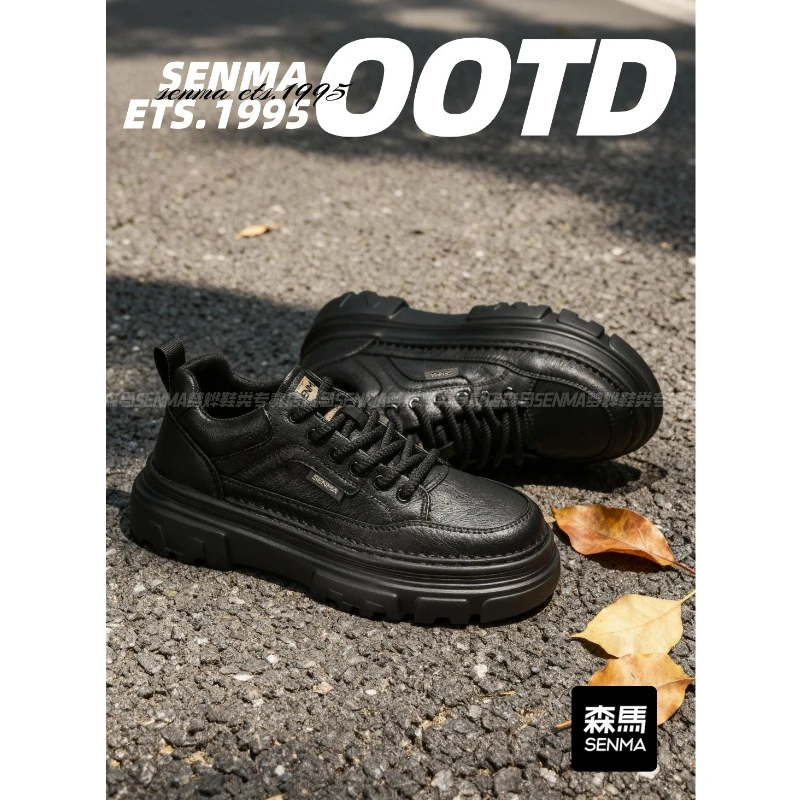 森马【双11好物】冬季男士休闲皮鞋耐磨低帮马丁靴高级感复古工装鞋