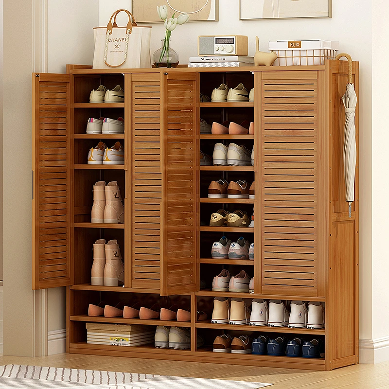 防尘鞋柜收纳柜一体靠墙简易入门鞋架分隔层多层家用外楼道多功能