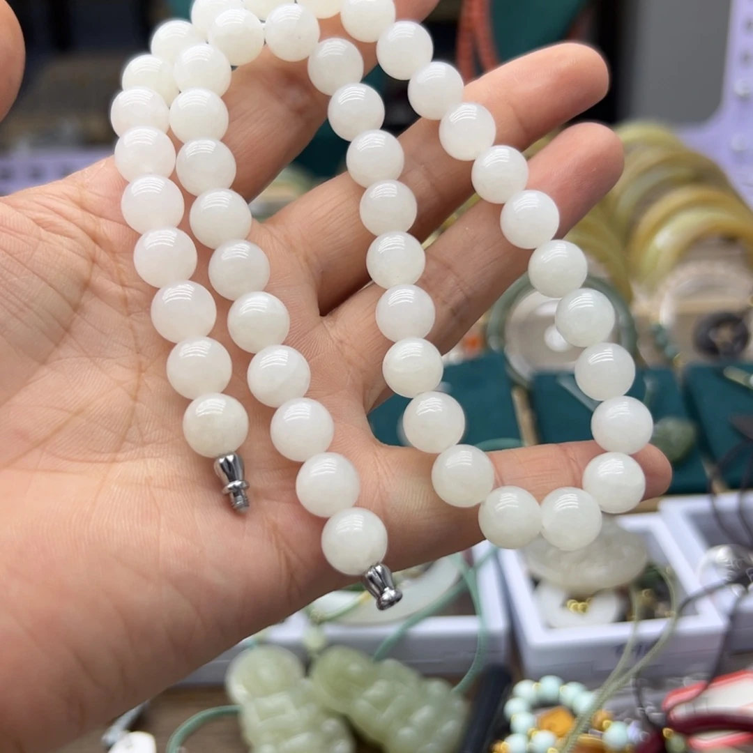 和田玉未镶嵌颈饰白玉妈妈链卡10