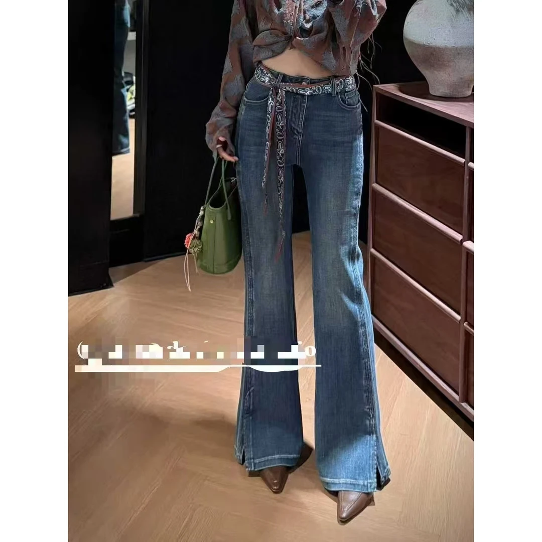 KIKI严选：32275-YER家欧洲站南油秋冬腰果花丝巾微喇裤休闲牛仔裤