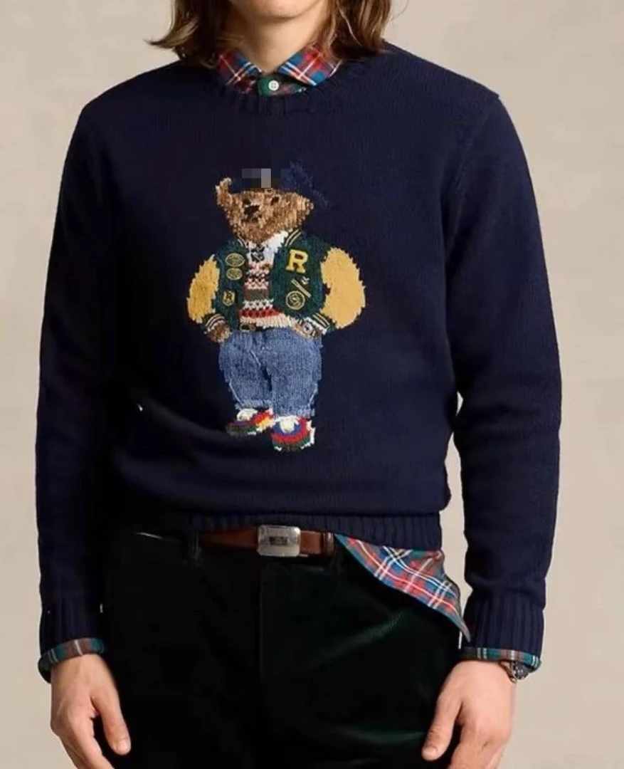 专属链接949#重工拉夫复古小熊刺绣套头毛衣