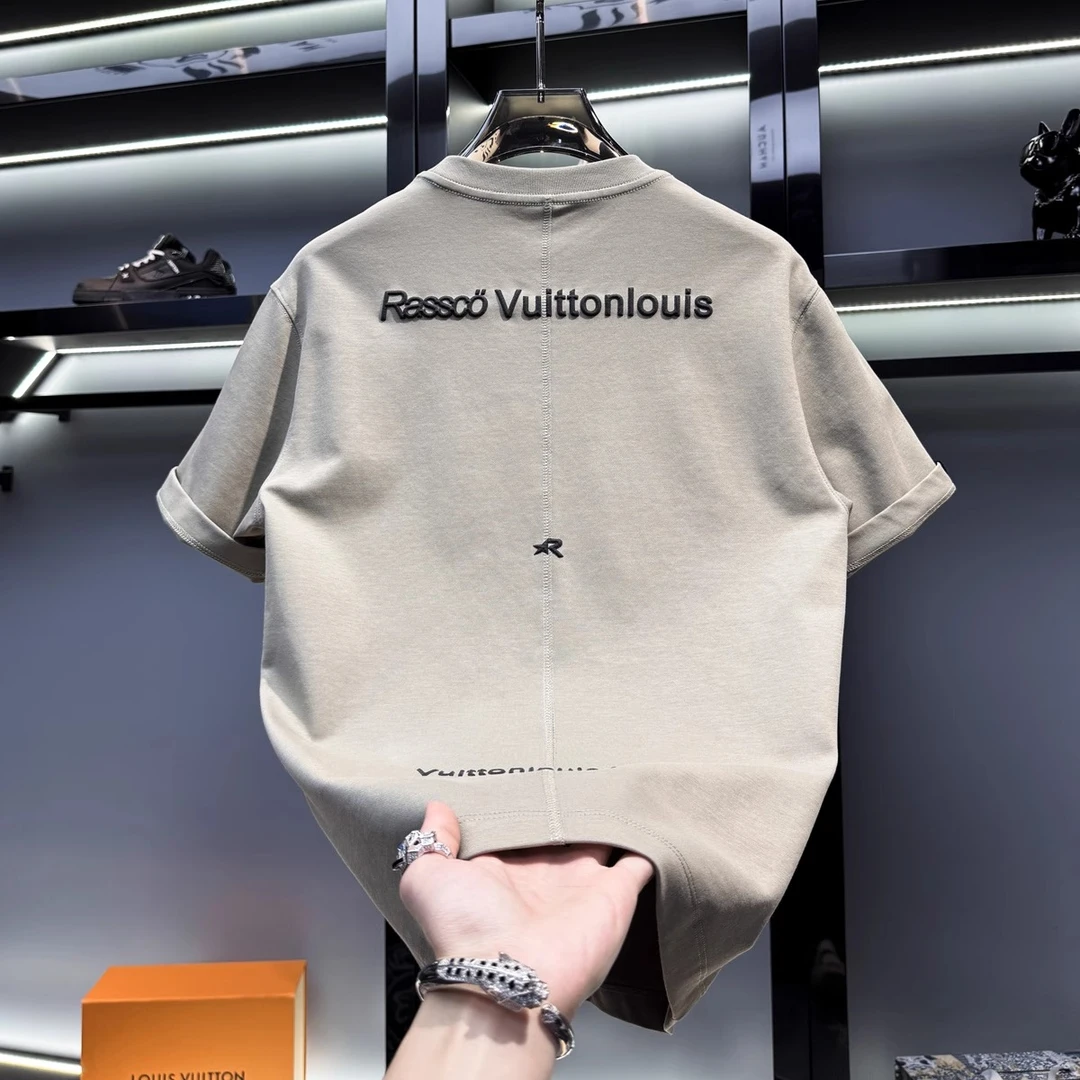 男士美式高端字母休闲短袖t恤2025新款夏季潮牌宽松薄款欧货半袖