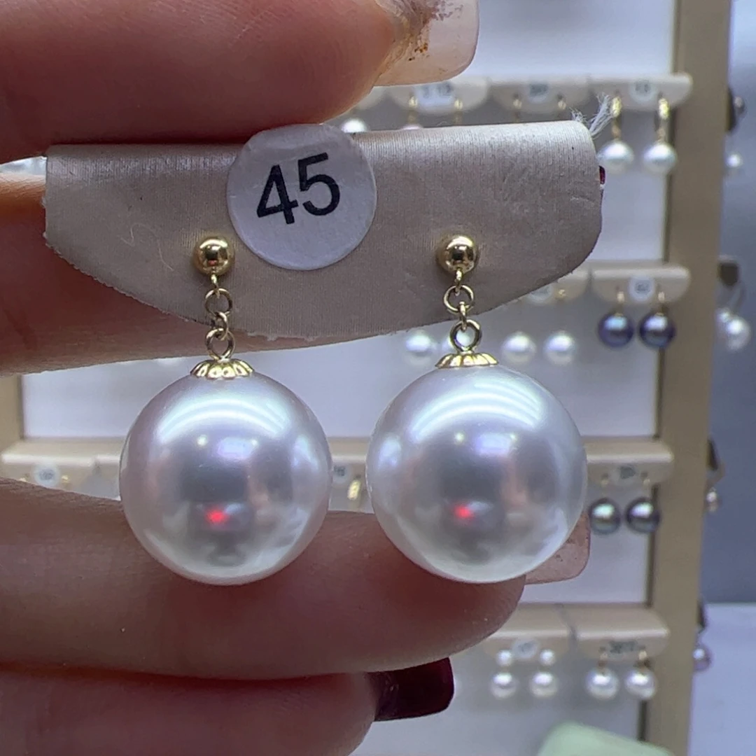 淡水珍珠耳饰18K金镶嵌