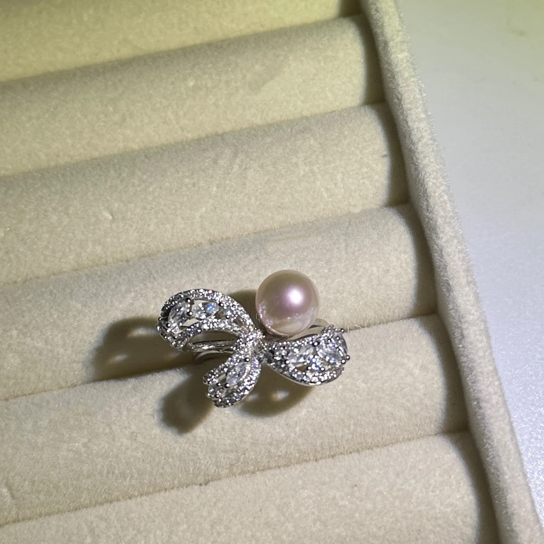 蜜桃马卡龙 粉光天然淡水珍珠s925银戒指【Softiye】轻奢