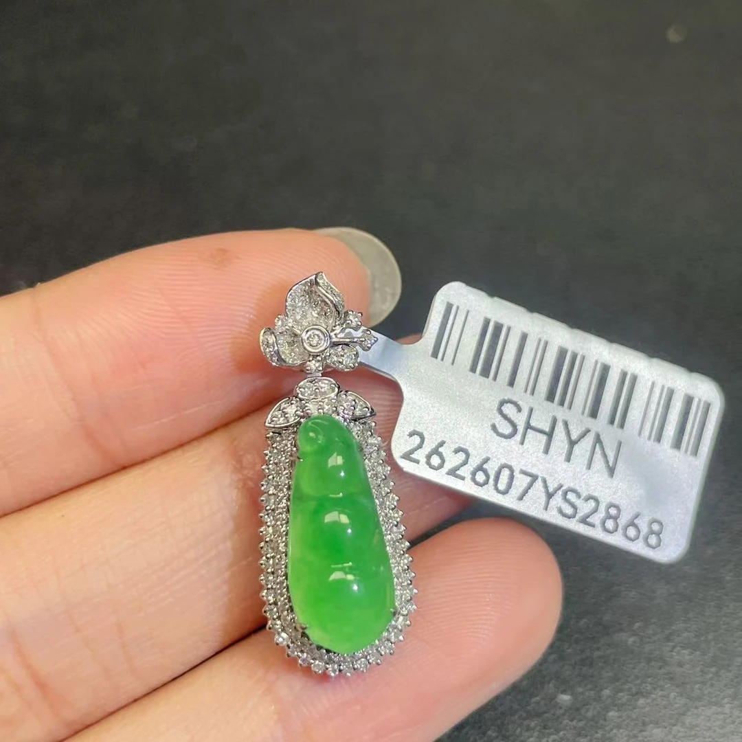 18k金镶嵌缅甸A货翡翠(不含链)