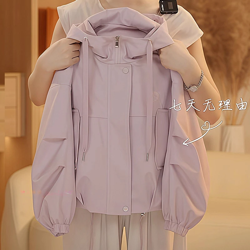 女童连帽软壳冲锋衣外套春秋2025新款拉链衫初中生夹克开衫防风衣