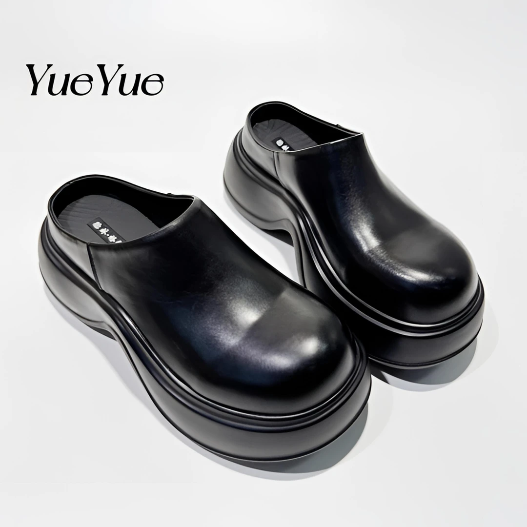 【悦悦】净版包头半拖 纯皮轻奢女款拖鞋百搭增高