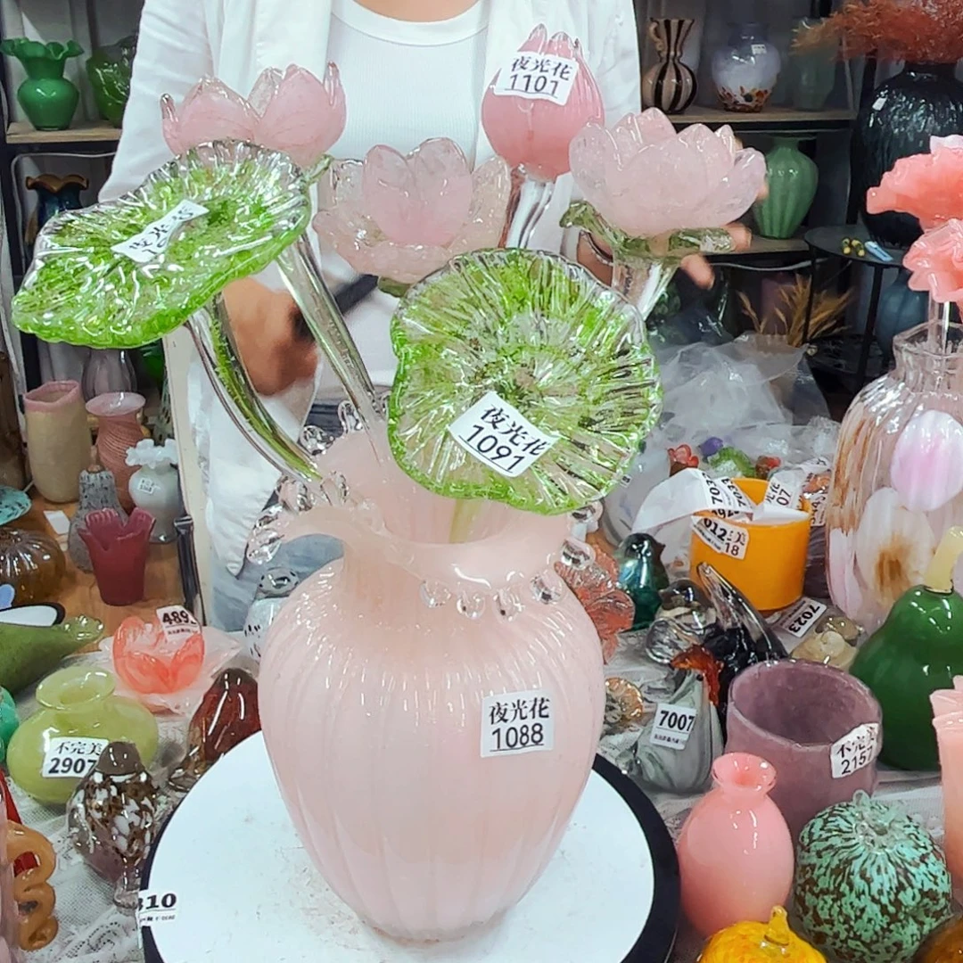 全夜光 3花1瓶 家悦琉璃工艺品