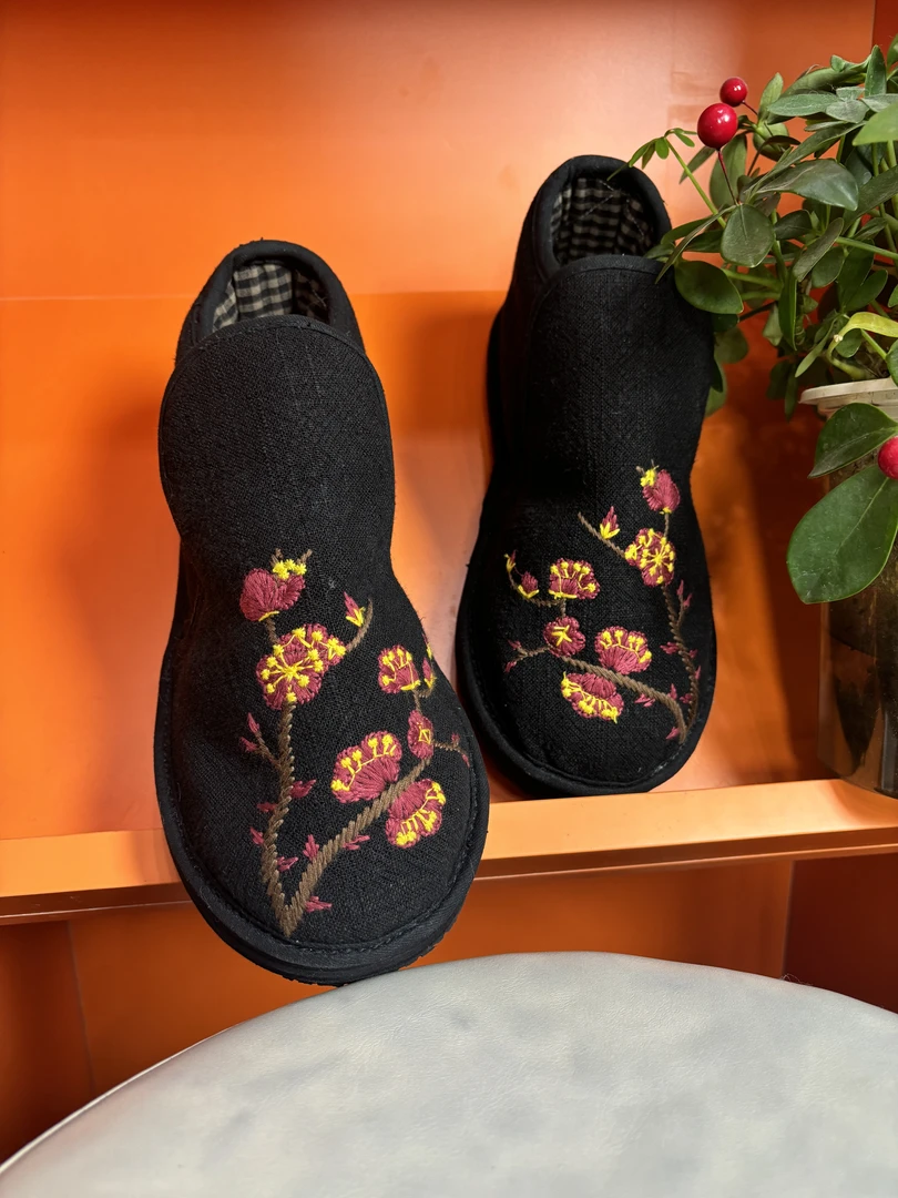 【红梅-面包鞋棉花款】手工布鞋千层底布鞋民族风系带平底