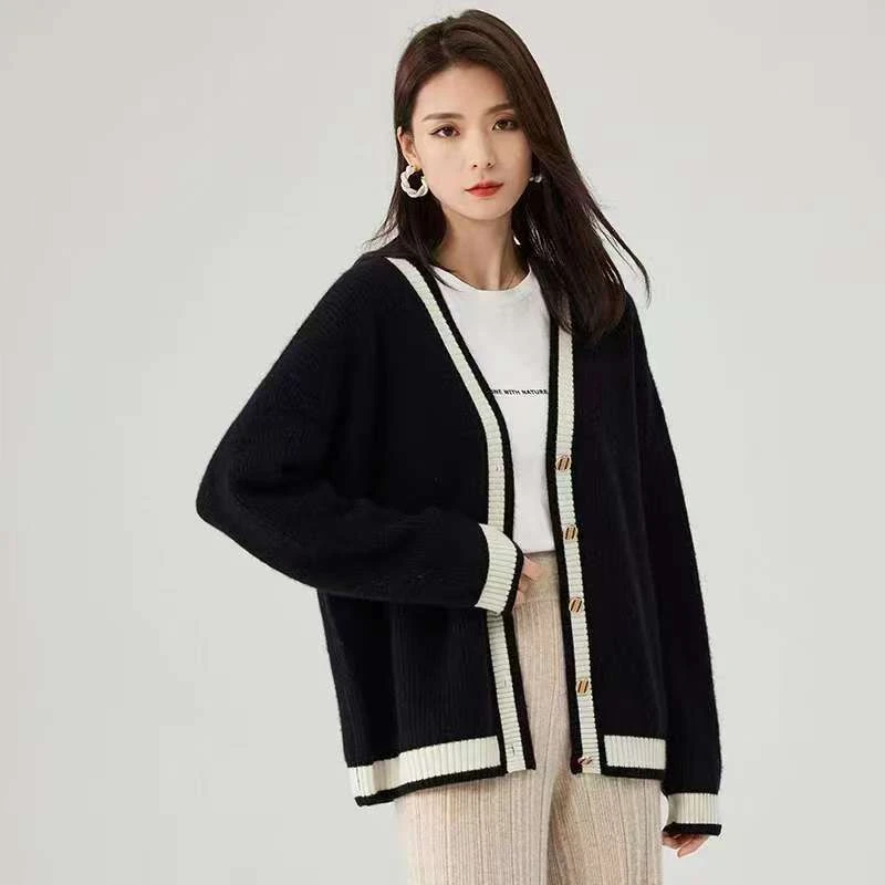 百分百纯山羊绒慵懒风开衫