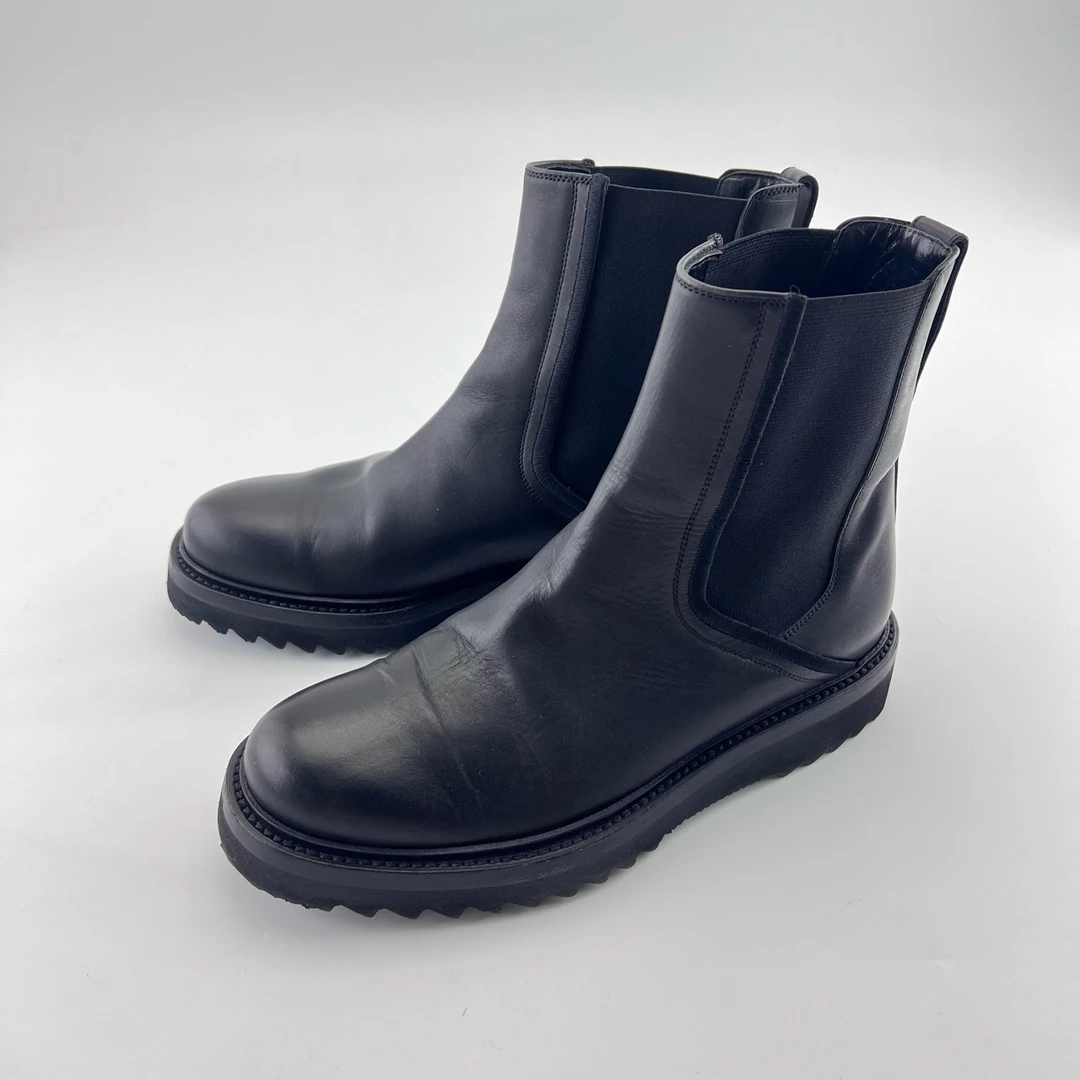 95新 DIOR/迪奥 39码/黑色光面切尔西中筒靴/13193790