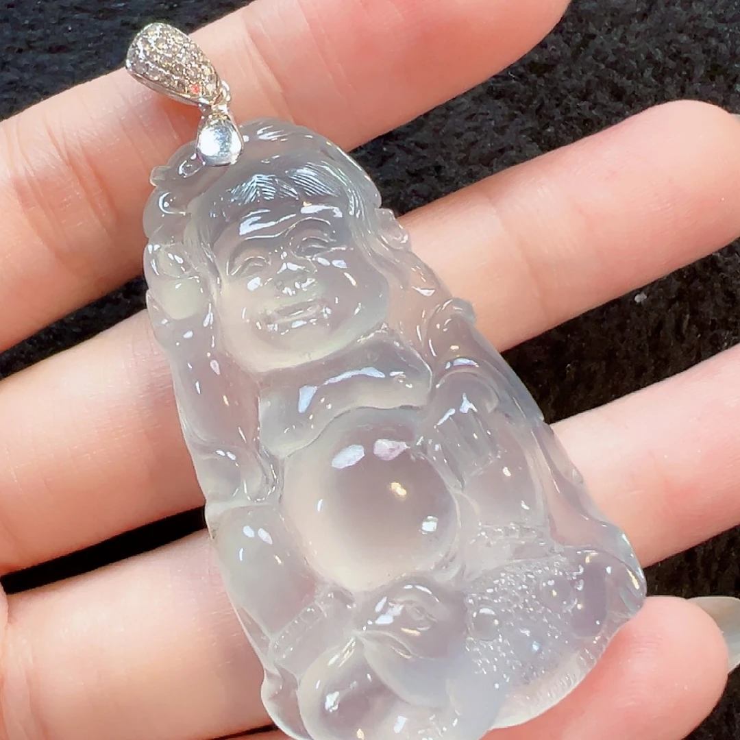 竹***青翡翠18K金镶嵌颈饰签收后24小时鉴赏期