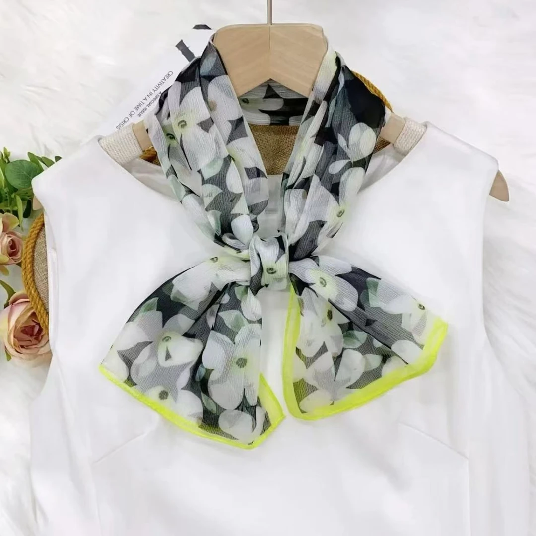 （892）“风车茉莉花”新款春夏季方巾西丽纱女士气质百搭防晒丝长巾